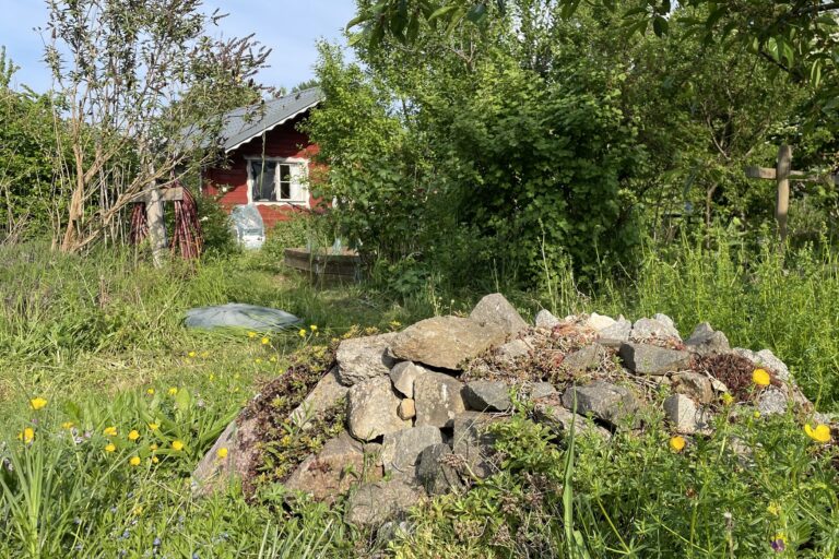 Steinhaufen in einem Kleingarten